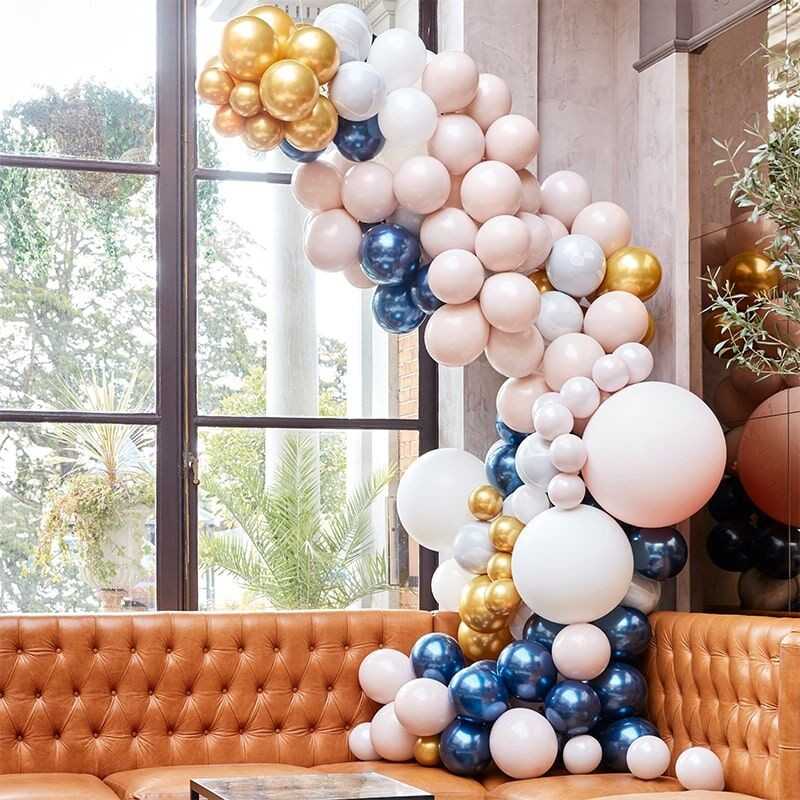 Stor Luksus Ballonbue - Blå/Lyserød/Hvid/Guld Ballonbuer