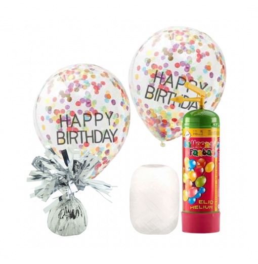 Fødselsdags Konfetti Mix Helium Inkl. Balloner