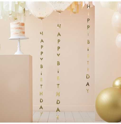 "Happy Birthday" - Guld Ballonhale Fødselsdag