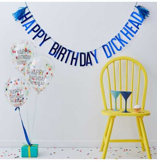 "Happy Birthday Dickhead" Dekorationssæt Fødselsdag