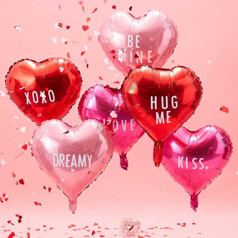 Hjerteballon Mix med ”Gør det selv” tekst Valentinsdag
