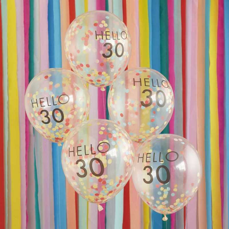 Konfettiballoner - "Hello 30" Fødselsdag