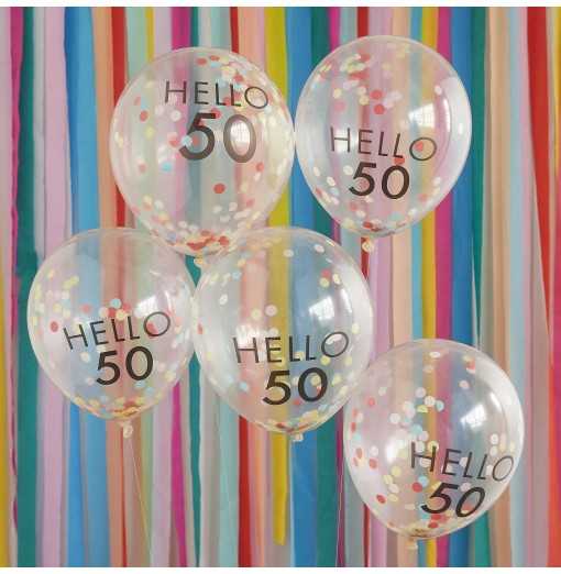 Konfettiballoner - "Hello 50" Fødselsdag
