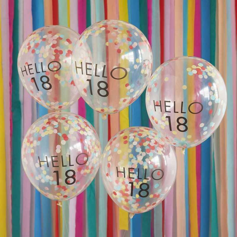 Konfettiballoner - "Hello 18" Fødselsdag