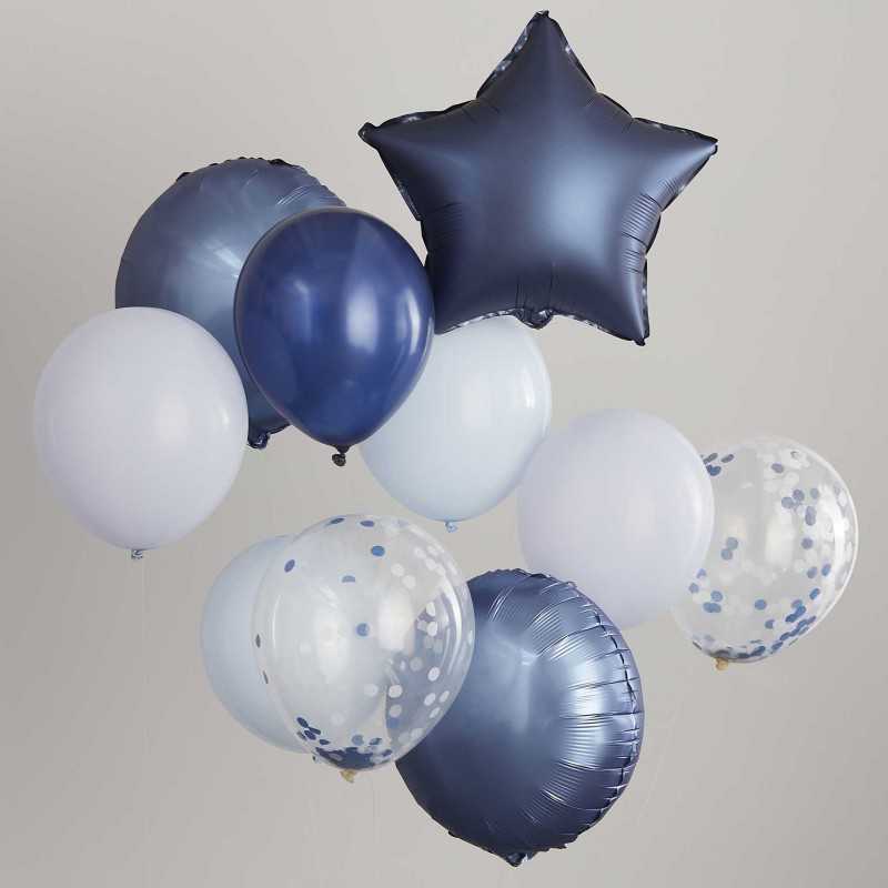 Ballonmix - Blå/Hvide Balloner