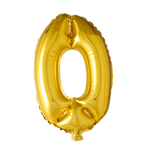 Kæmpe "0" Talballon - Guld Folie Tal Balloner