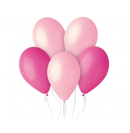 Lyserøde og pink balloner, 12"/ 30 cm - 5 stk. Ensfarvede latexballoner