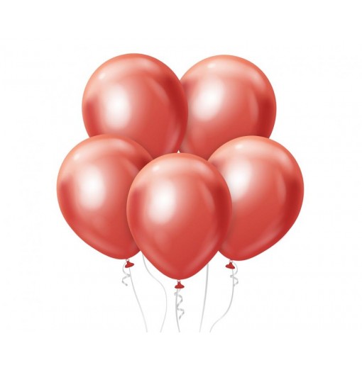 Sart røde metallic balloner, 12"/ 30 cm - 7 stk. Balloner