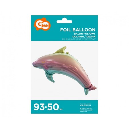 Delfin regnbuefarvet folieballon, 93 cm - 1485