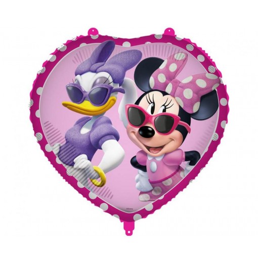 Minnie Mouse og Andersine hjerte folieballon, 18" / 46 cm Folieballoner
