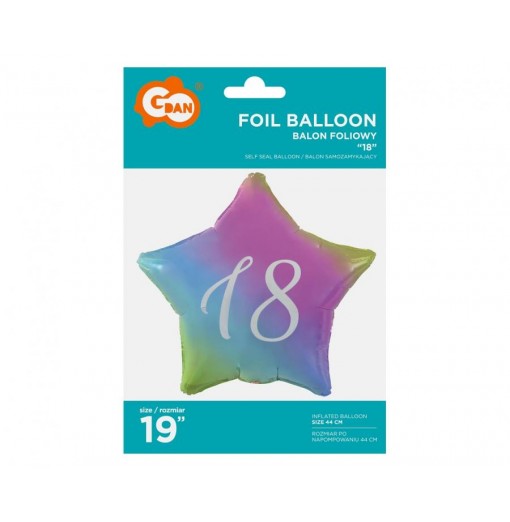 18-års regnbue stjerne folieballon, 18" / 46 cm Folieballoner
