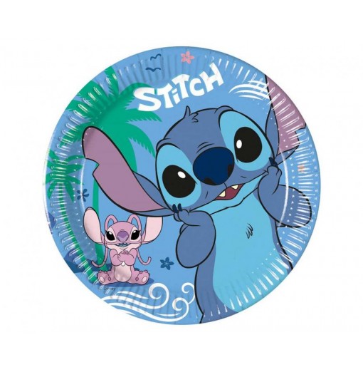 Papirsallerkener Stitch & Angel, 20 cm, 8 stk Heliumballoner.dk