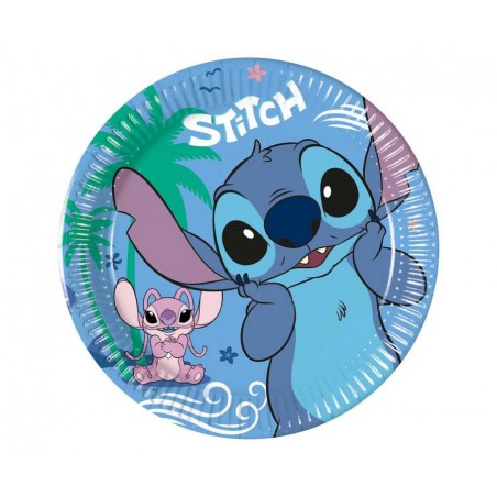 Papirsallerkener Stitch & Angel, 20 cm, 8 stk - 1684