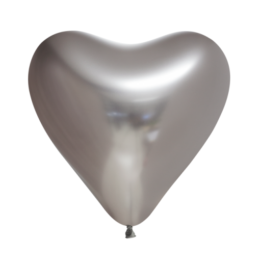 Hjerteballoner 12" chrome 100 stk