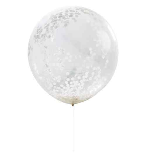 Mega Konfetti Ballon - Gennemsigtig/Hvid