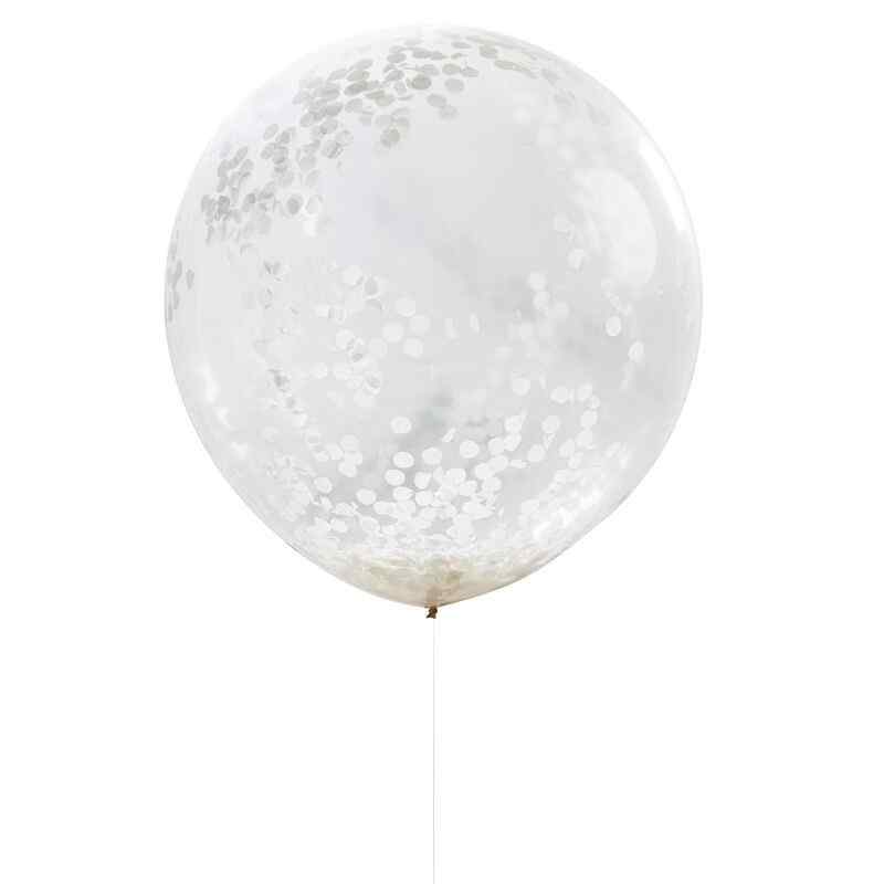 Mega Konfetti Ballon - Gennemsigtig/Hvid